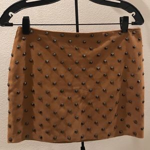 alice + olivia  Goat Leather Gunmetal Stud skirt